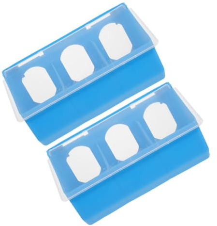 DOITOOL 2 Pezzi Mangiatoia Pollame Blu con Scomparti e Coperchio per Gabbie Uccelli Alimentatore Multifunzionale con Ciotole per Cibo Acqua e Grit Accessori per Piccioni e Quaglie