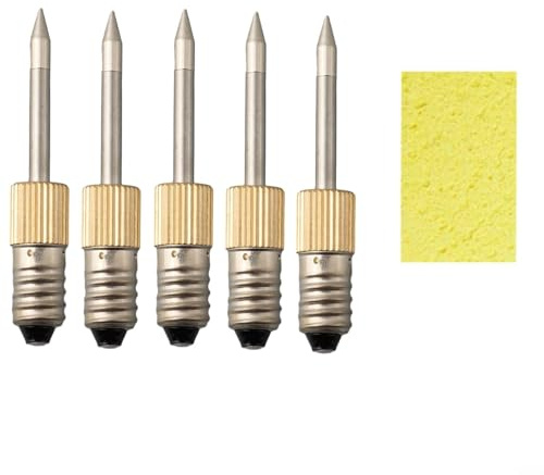 5 punte di ricambio per saldatore con interfaccia E10 per strumenti di saldatura elettrici, compatibili con Corless per ferri a batteria, punte in acciaio rame da 50 mm per saldatura di precisione