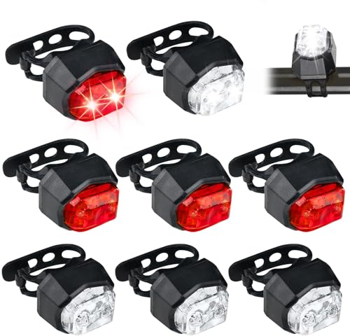 PORFOYO Set di luci a LED per passeggino, 8 pezzi, impermeabili, luci per passeggino, luci a LED, 3 modalità di illuminazione, illuminazione per passeggini, jogging, corridori e esterni