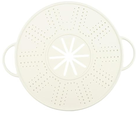 NonMiFyR Tapa de Protección Contra Desbordamiento, Protector Multifuncional de Doble Asa, Protección Contra Ebullición, Blanco, Individual