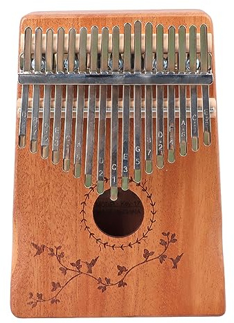 KIMISS Mini Instrumento Musical de Madera de Caoba con Piano de Pulgar de 17 Teclas, Kalimba Fácil de Tocar con Martillo de Afinación para Viajes, Campamentos y Presentaciones