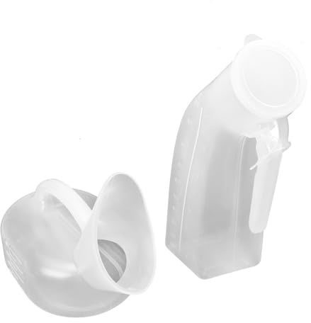 HONITANO Lot de 2 Pots de Chambre Portables 2l en Plastique Léger Graduations, Urinoirs pour Hommes, Femmes et Bébés, Bouteille à Urine de Grosse Capacité pour Voyage et Soins à Domicile