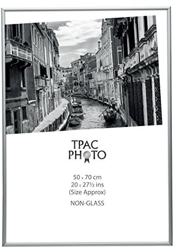 The Photo Album Company | Aluminium Picture Frame PAAF5070B | 20x28 (50x70cm), Silver, Rectangular, Metal | Plexi Front, Drop-In Back, Wall Mount | Poster, Photo, Certificate Display