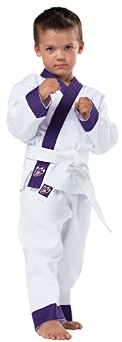Kwon DanRho Anzug Drachenkralle für Karate oder Taekwondo weiß mit lila Revers