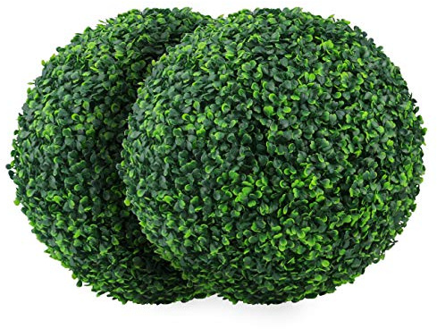 Sunnyglade Künstliche Pflanze, Formschnitt-Kugel, Buchsbaum, dekorative Kugeln für Hinterhof, Balkon, Garten, Hochzeit und Heimdekoration, 39,9 cm, 2 Stück