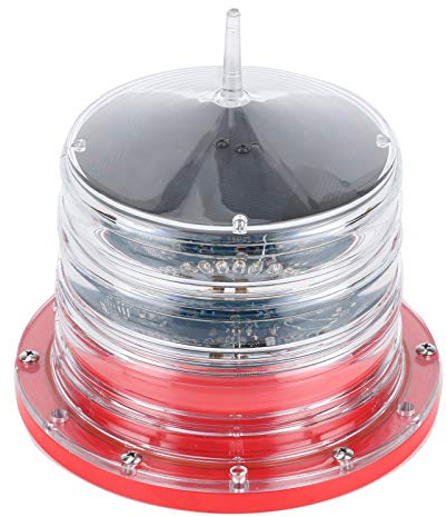 Solar Beacon Light Solar Power Beacon Light LED Flashing Floating Lamp IP68 Waterproof Navigation Beacon Red for Marine Ship Boat