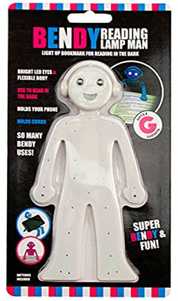 Gem Imports Flexible Novelty Reading Lamp | Portable Light Up Man | Study, Work, Repair, Craft & Bookmark Holder (White)