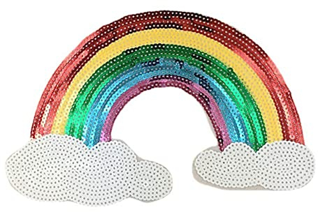 Anawakia Glitzer Regenbogen Aufnäher Aufbügler Iron on Patches Applikation Pailletten Regenbogen Sticker Bügelbilder (L 15 * 24cm)