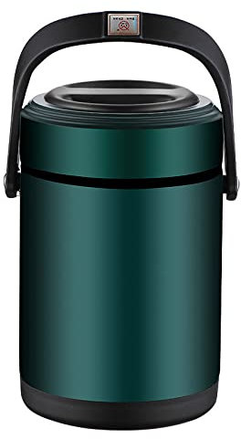 Food Flask Thermal Lunch Box 304 Stainless Steel Vacuum Braised Cooking Pot Insulation Lunch Box Portable Lunch Box Sealed Lifting Pot, 1.6l General Insulation, Green