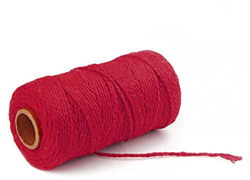 FIZOVER 1.5mm Cotton Bakers Spago Corda Corda Corda Bicolore Cotone Artigianale Spago Tessili per la casa Confezione Regalo Decorazione di Nozze di Natale-Rosso