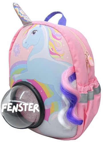 HECKBO Kinder Rucksack mit Einhorn Motiv 3D Horn und Schwanz - Kindergarten, Schule & Freizeit - Jungen Mädchen Tasche, Sportrucksack, Sportbeutel