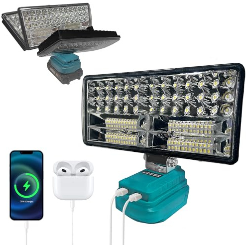 L1NXIXI LED Work Light for Makita 18V-LXT Battery, 90W 6800LM Cordless LED Light, Job Site Lighting Spotlights with 2 USB Port for Camping, Repairing, Fishing, Emergency (Tool Only)