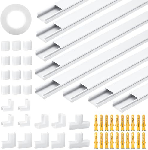 10 Pezzi Canalina per Cavi Autoadesiva, Canalina Passacavi Adesiva, Verniciabile, 400mm*30mm*15mm, Canalina per Cavi Tv, Copertura Per Cavi per Computer A Casa O In Ufficio