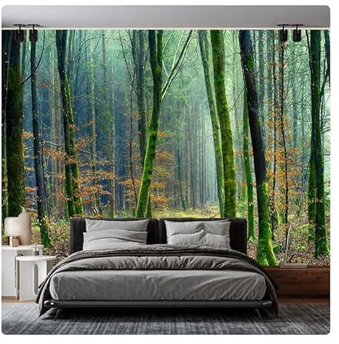 pdghsdkgjh La luz del sol penetra en los árboles, bosque antiguo, hermoso paisaje de montaña, mural 3D, dormitorio, sala de estar, sofá, fondo de TV * 200 cm x 140 cm (78,7 x 55,1 pulgadas)