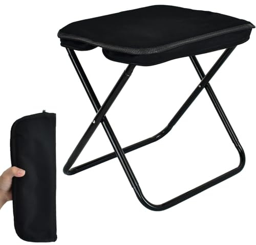 GuoTing Camping Hocker Faltbar, Tragbarer Klapphocker, Mini Falthocker für Reisen, Wandern, Gartenangeln, Cricket, Strand gefaltet Werden, mit Aufbewahrungstasche