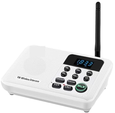 Kit Citofono Wireless Citofoni wireless FM a 22 canali Home House Business Uffici Chiamata da stanza a stanza e amp; parlante 1 miglio a lungo raggio(1 Unit White)