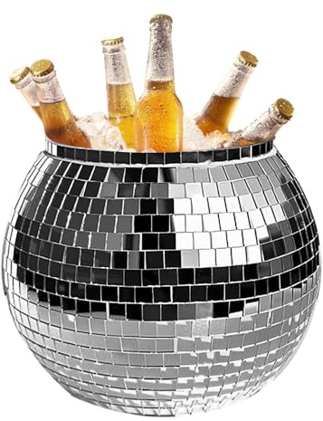Secchiello per ghiaccio – PP | Secchio per ghiaccio con palla da discoteca | Supporto per per bar per un elegante servizio di bevande, intrattenimento per e bevande rinfrescanti a casa,