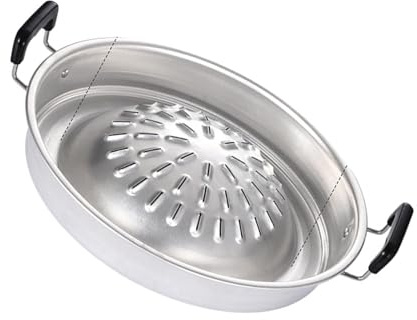 Omabeta BBQ Grill Hot Pot Dual Purposed Charcoal Pan for Family Gathering Outdoor Picnics Aluminum (L)