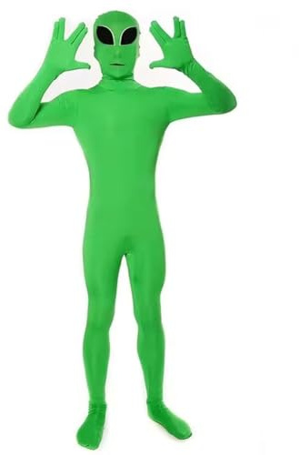 Ymxygz Déguisement D'extraterrestre Vert Adulte, Combinaison Intégrale D'extraterrestre Vert, Déguisement D'extraterrestre pour Halloween, Carnaval Soirées Costumées.
