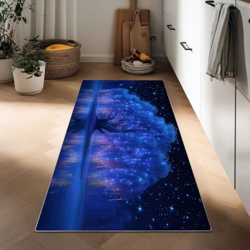 Stile Anime Tappeto Corridoio Lungo Salice Piangente Luminoso Fantasy 60 x 180 cm Tappeti Stretto, Cucina Antiscivolo Tapette Camera da Letto Cameretta Ufficio Pelo Corto Lungo Carpet