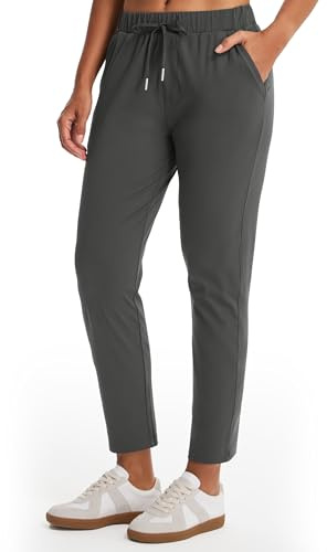 Comallan Pantalón Deportivo Mujer 7/8 Ligero Elástico, Pantalón Casual Jogging Golf Fitness Senderismo Yoga, Verde Oliva XL
