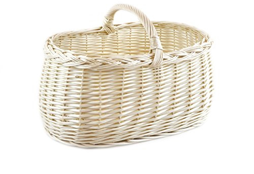PM24 Stor shoppingkorg rotting korg flätad 50/35/38 cm bärkorg gjord av äng K1-605-W