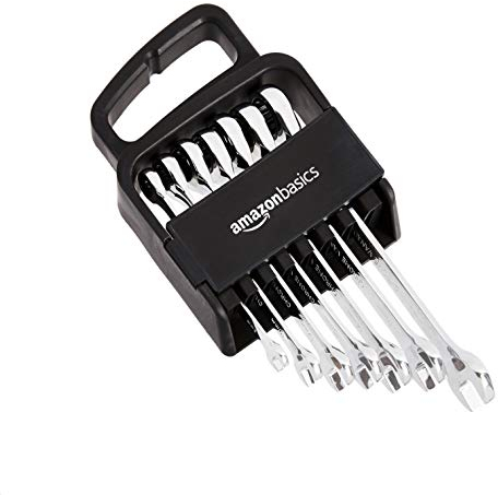 Amazon Basics Juego de llaves de trinquete, combinadas, métricas, 7 unidades