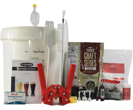 Cocinista Kit Completo para Hacer Cerveza artesana en casa 23 L Equipo De Luxe con fermentador 30 L, extracto de Malta lupulizado, embotellado y desinfección, guía en español