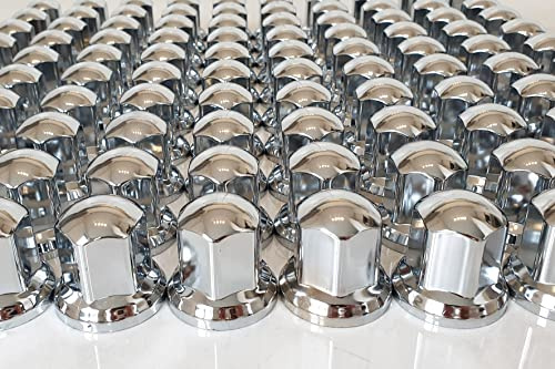 Sertplas 100 PIEZAS x 33 mm Tapas de ruedas cromadas de plástico, cubiertas de válvulas para camiones, remolques, accesorios para vehículos