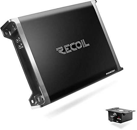 Recoil RED600-1 1320 Watts Class-D Car Audio Mono-Block Subwoofer Amplifier, 1 Ohm Stable, Remote Bass Knob Included