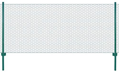 Goliraya Clôture pour Jardin Industrie ou Ferme en Grillage Métallique avec Poteaux Acier 25x1 m Vert