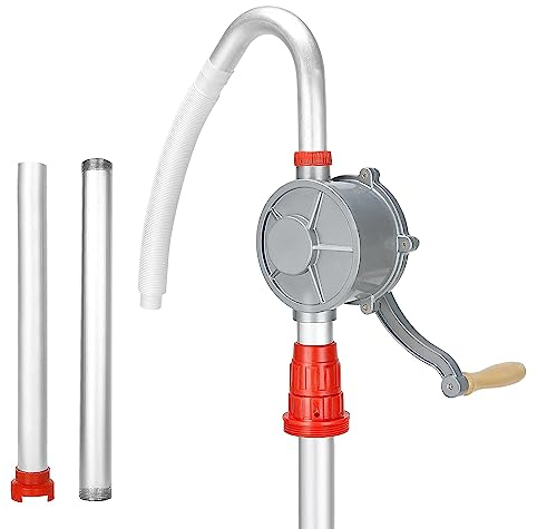 Trintion Oil Barrel Pump 120cm 200 Liter Hand Crank Oil Barrel Pump Manual Rotary Fuel Transfer for Diesel Aluminum Alloy Rotary Oil Barrel Drum Pump for Petrol Diesel Fuel Garage