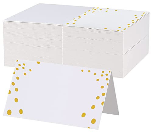 ZZLBZN Tarjetas de lugar de mesa, 25 tarjetas de nombre para mesa, tarjetas de nombre en blanco para decoración de mesa, boda, Navidad, Halloween, fiesta, recepción, oficina, cena (lunares dorados)