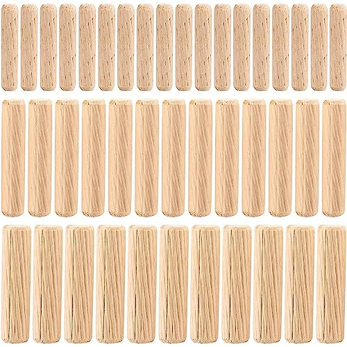 Assorted Wooden Dowel Rods by Smith’s® (90 Pack / M6, M8, M10) | Unfinished, Natural, Organic Grooved Fluted Woodwork Pins | Tapered & Ribbed | FSC Approved | for Craft, DIY, Carpentry