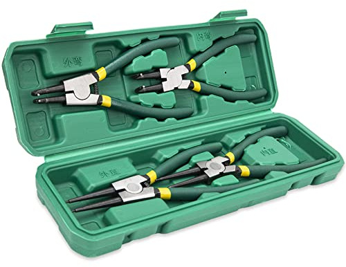 4PCS Snap Ring Pliers Set,Circlip Plier 7 Inch C Clip Pliers for Snap Ring Remover Retaining Lock Ring Pliers Set with Storage Case