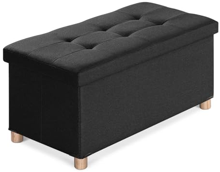 BRIAN & DANY Sitzbank mit Stauraum, Faltbar Sitzhocker mit Beinen, hocker mit stauraum, für Wohnzimmer Schlafzimmer Flur, ​Schwarz, 76 x 38 x 38 cm