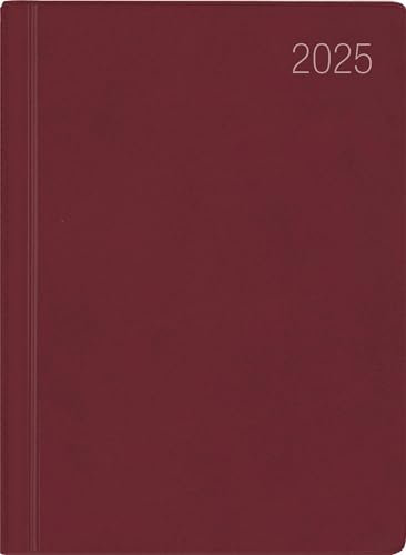 Zettler - Taschenkalender 2025 bordeaux, 8,3x10,7cm, Taschenplaner mit 140 Seiten im flexiblem Kunststoffeinband, 1 Woche auf 1 Seite, Tages- und Wochenzählung und deutsches Kalendarium