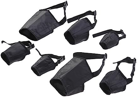 Beavorty 7pezzi Pz Museruola Per Cani Regolabile e Traspirante Copertura Bocca Morsi e Abbaio Per Piccole Medie Grandi e Extra Tessuto Premium Nero