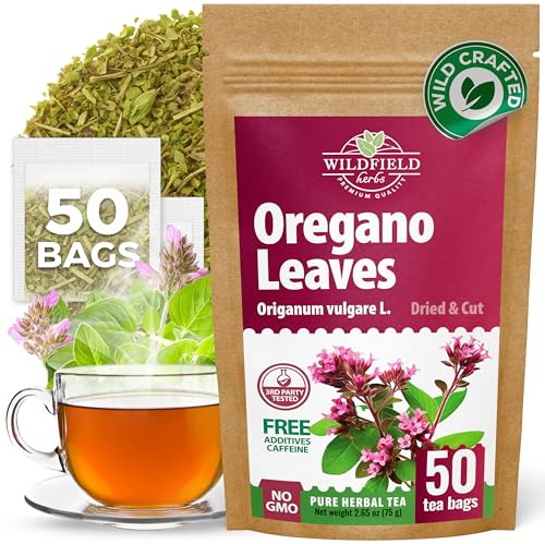 50 Bags Oregano Tea Dried Oregano Leaves Herbal Tea Bag (Origanum Vulgare L.) - 50 Count 1.5g Bags Dry Orégano Leaf Herb