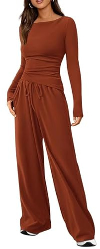 Haibang Tuta Donna Casual 2 Pezzi a Maniche Lunghe e Pantaloni Tute con Tasche e Coulisse Slim Fit Completo Sportivo Curvy Abbigliamento per Yoga Palestra Fitness Jogging Y2K Streetwear