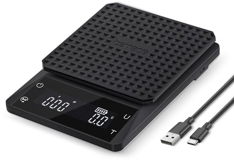 Bemece Digital Coffee Scales with Timer,0.1g/3KG High Precision Kitchen Scale with Large LED Display, IPX6Waterproof Electronic Food Weighing Espresso Scale(Type C Charging)（Valentine's Day gift)