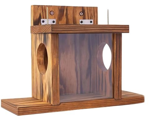 Comedero para ardillas de madera, comedero para ardillas | Estación de alimentación para ardillas, comedero para ardillas con barra de nueces para árbol | Casita para ardillas, comedero