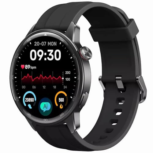 realme Watch S2 Smartwatch mit 1,43 Zoll AMOLED-Display, Staub- und Wasserbeständigkeit IP68, anpassbare Zifferblätter, Super AI-Motor, 20-Tage-Akku, Schwarz