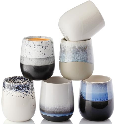 SÄNGER Siena | Espressobecher 6 Personen, Steingut Kaffeetassen Set 6er, Tassen Set Teetasse Set spülmaschinen- & mikrowellenfest, Coffee Mug mehrfarbig 80 ml, Kaffeebecher handmade|PREMIUM COLLECTION