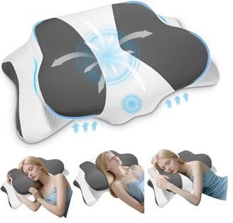 Zaxiva Almohada Ortopedica Cervical, Almohada Viscoelastica, Almohada Cervical Ergonómica, Almohada Antironquidos, Almohadas Cervicales para Dormir de Lado, Boca Arriba o Boca Abajo, 66 x 40 x 14/10cm