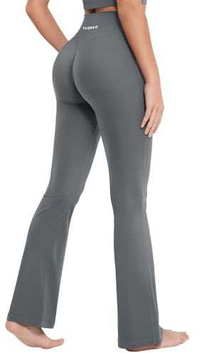 YEOREO Legging évasé pour femme - Invisible - Scrunch Butt - Taille haute - Léger - Pantalon de yoga - Long - Push Up - Opaque - Pantalon de sport, Lara Smoke, M