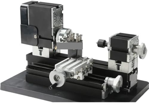 QASULER Microtorno de Metal for carpintería de Alta Potencia de 60 W, Longitud de Material de procesamiento: 135 mm Motor de Torno