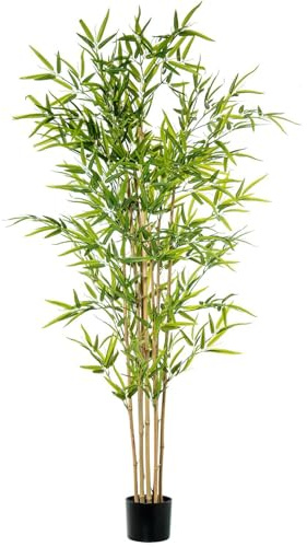 Künstliche Bambuspflanze mit 7 PVC-Stämmen in Grün, 180 x 35 x 35 cm