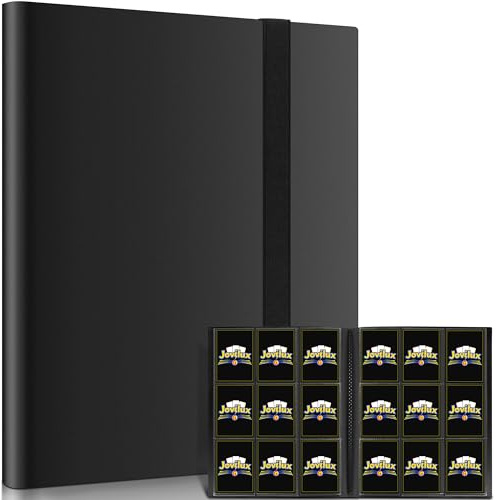 Jovilux Classeur de Cartes 9 Poches - Capacité 360 Cartes, 20 Pages à Chargement Latéral, Album pour Cartes à Collectionner MTG, Sports, Baseball, TCG, Football, Basketball - Noir