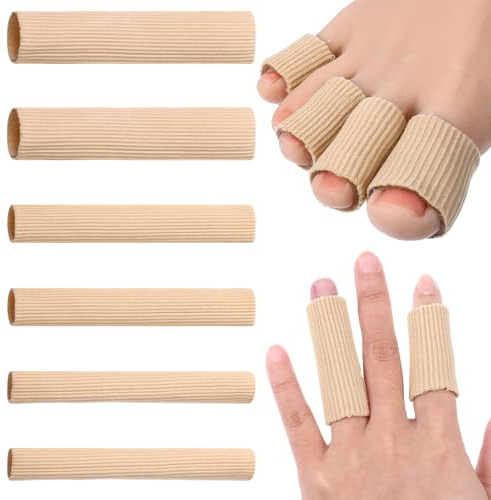 LIQWEI 6 stycken tåskydd i silikon, 3 storlekar skärbara tår kudde tub, rör slangbandage gel fingerbandage tåskydd dyna för majs bubblor förhårdnader – finger och tåskydd för kvinnor och män